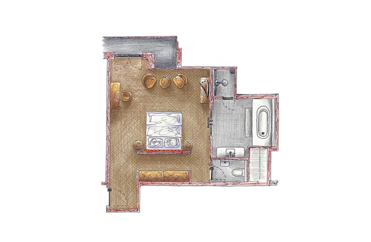 Das James Flensburg Zewnętrze zdjęcie Floorplan of a typical studio apartment